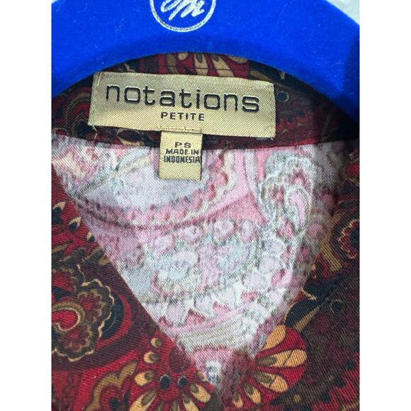 Notations Womens Black/Red Paisley Jacket 3/4 Sleeves Zip Front Petite Size PS - Picture 4 of 5